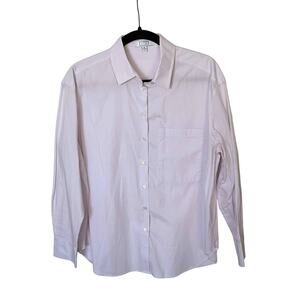 Womens AYR Classic Long Sleeve Button Front Shirt Preppy Pink 100% Cotton Size M